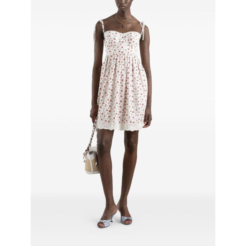 Dolce & Gabbana Women's-Lace-Trimmed Floral-Print Cotton-Blend Poplin Bustier - Picture 4 of 5